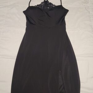 Elegant Black Lace Halter Dress